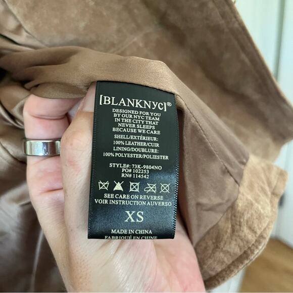 Blank NYC Brown Suede Leather Moto Jacket in Coffee Bean Size xs - Picture 6 of 11